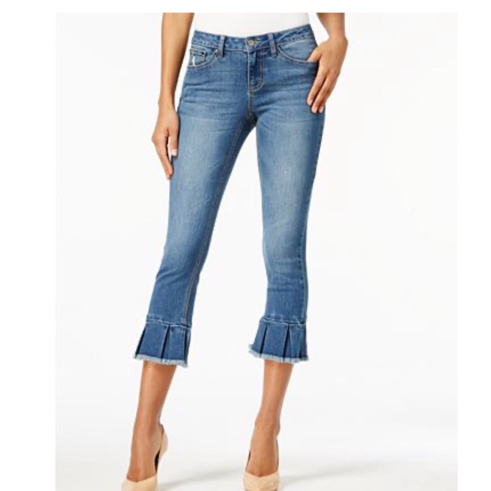Earl Pleated Hemmed Skinny Jeans Size 6